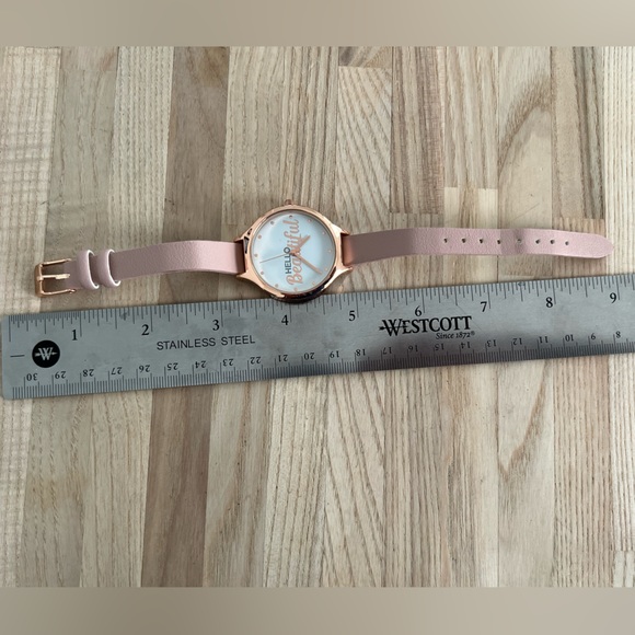 Hello Beautiful Ladies Watch Rose Gold Tone Case, Hands, Markers, White Dial - Picture 10 of 11
